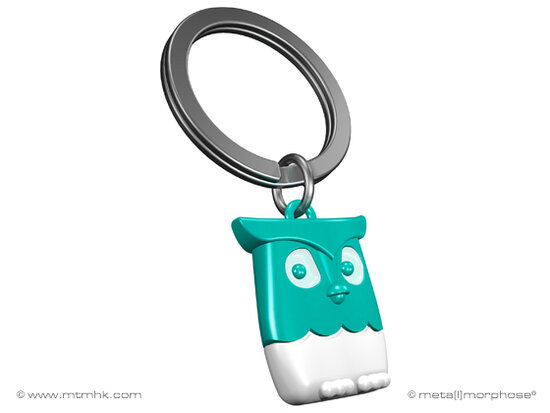 Sleutelhanger Uil Turquoise.