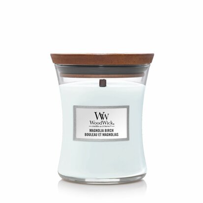 Woodwick Magnolia Birch Medium Candle.