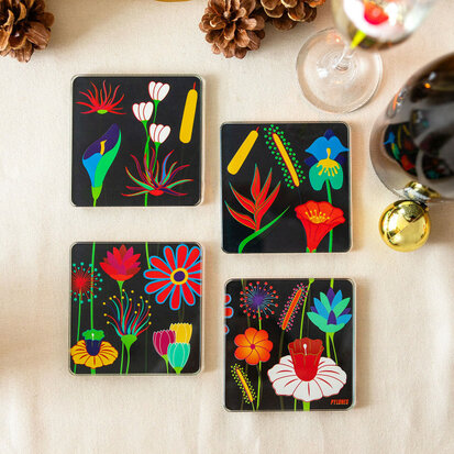 Sous Verres Onderzetters Jardin Fleuri