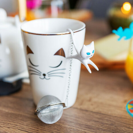 Thee infuser Witte kat. Pylones. Chatbonthe tea infuser White Cat.