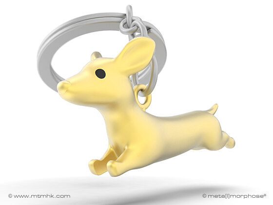 Sleutelhanger Dachshund teckel goud