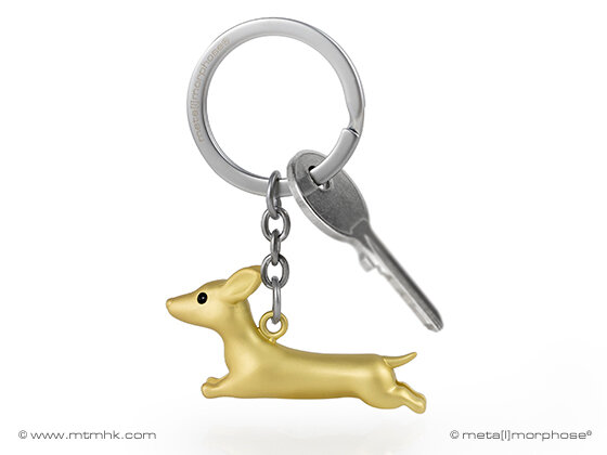 Sleutelhanger Dachshund teckel goud